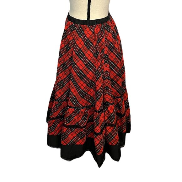 Vintage 80s Carefree Fashions Skirt Red Plaid Square Dance Dress Peasant Medium - Picture 3 of 6